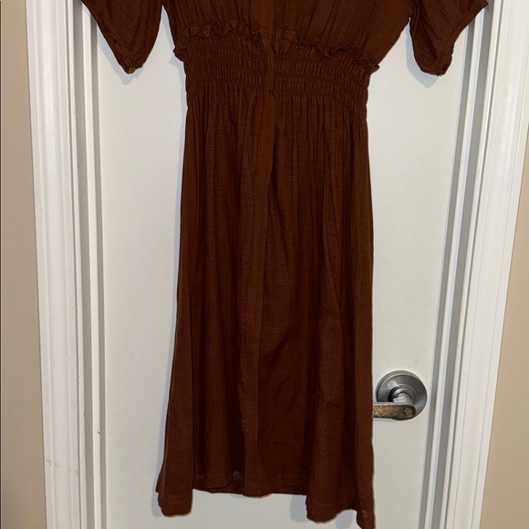 World of Crow Brown Elasticized Midi Dress Sz S - Picture 8 of 14